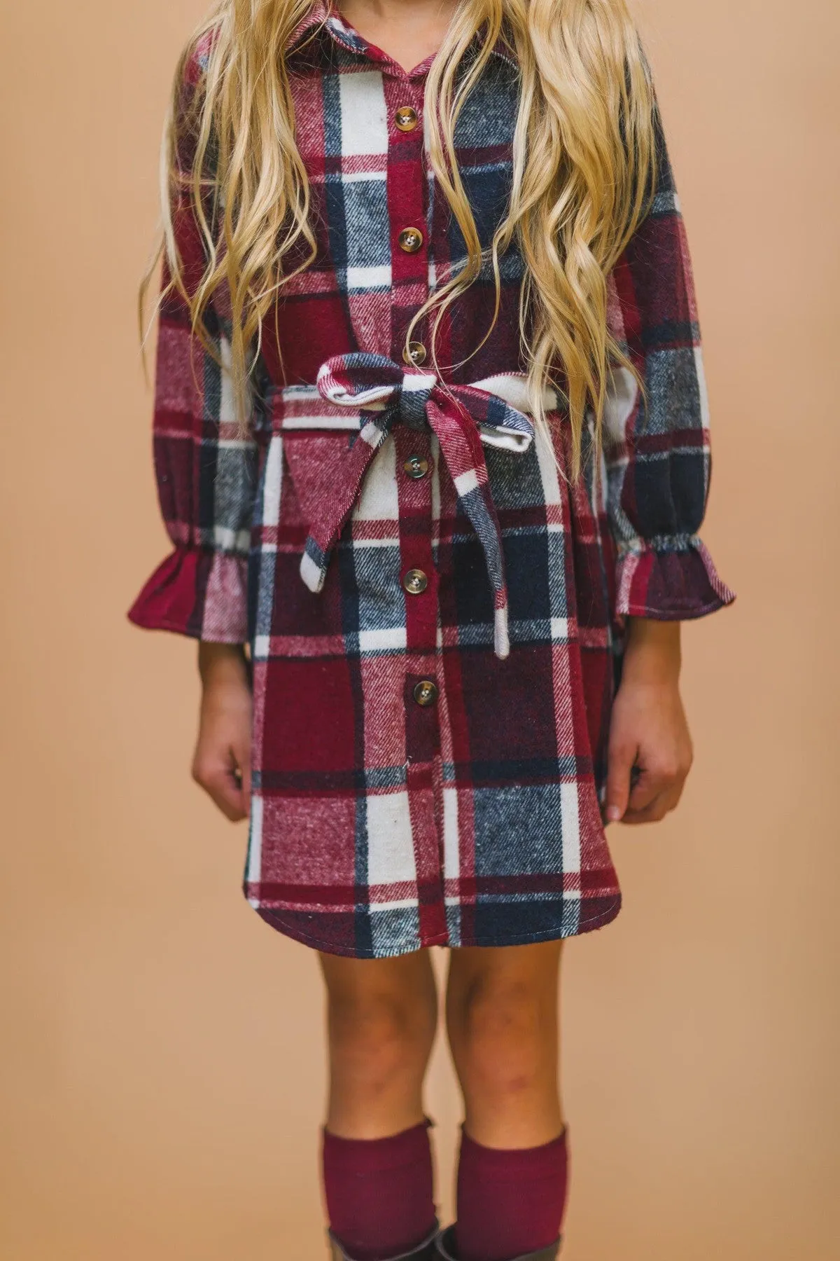 Burgundy & Navy Plaid Flannel Dress