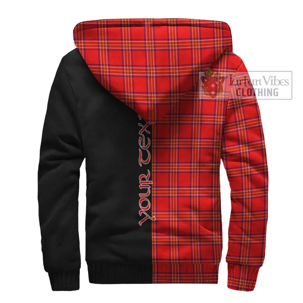 Burnett Modern Tartan Sherpa Hoodie with Family Crest and Half Of Me Style