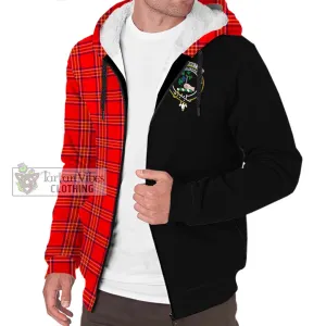 Burnett Modern Tartan Sherpa Hoodie with Family Crest and Half Of Me Style