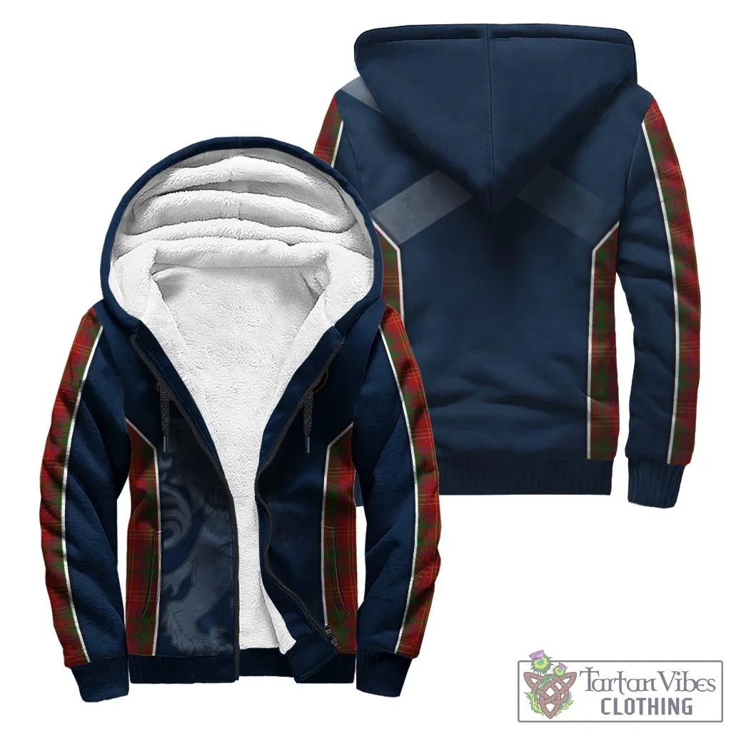 Burns Tartan Sherpa Hoodie with Family Crest and Lion Rampant Vibes Sport Style