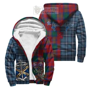 Byres (Byses) Tartan Sherpa Hoodie Happy St. Andrew's Day Half Tartan Style