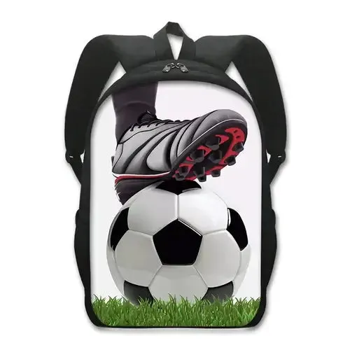 Cool Golden Soccer with Crown Print Backpack Football Sport Rucksack