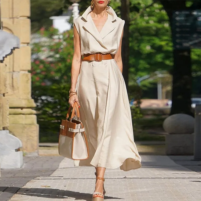 Deep V Sleeveless Maxi Dress