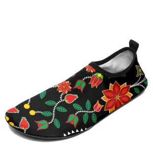 Floral Beadwork Six Bands Kid's Sockamoccs Slip On Shoes