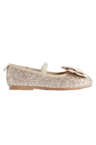 Gold Bow Ballet Pump