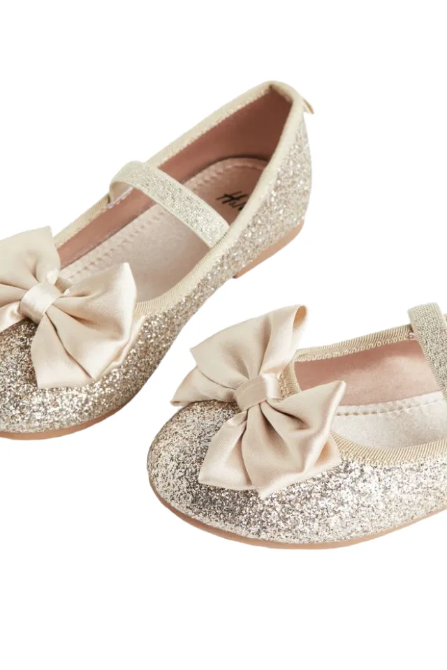 Gold Bow Ballet Pump