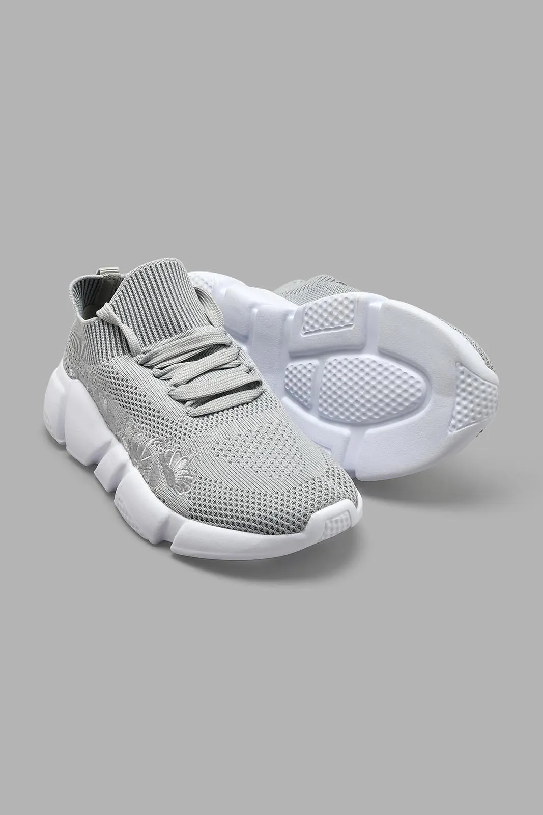 Grey Fly Knitted Trainers