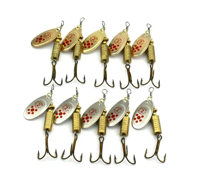 HENGJIA 10pcs 7.3g Hot Spoon Lure Metal Spinner Fishing Lures 2 colors Pesca Artificial Fishing Tackle Spinnerbait