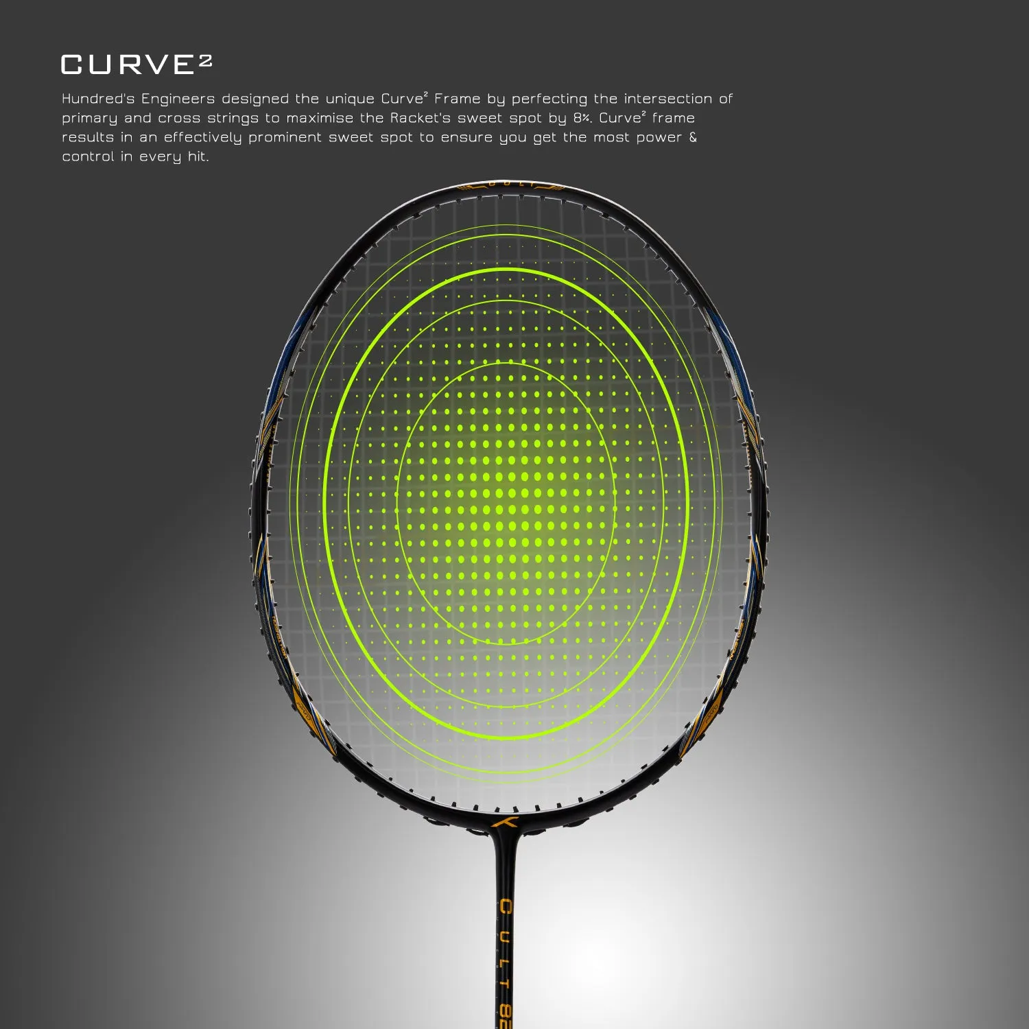 Hundred Cult 82 Aerodynamic Frame Strung Badminton Racquet (Black)