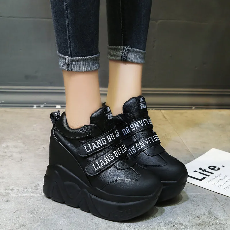 Joskaa 2024 NEW Woman Casual Shoes 12 Cm Super Hihg Wedge Outdoor Female Hook Loop Comfortable Platform Sneakers W005