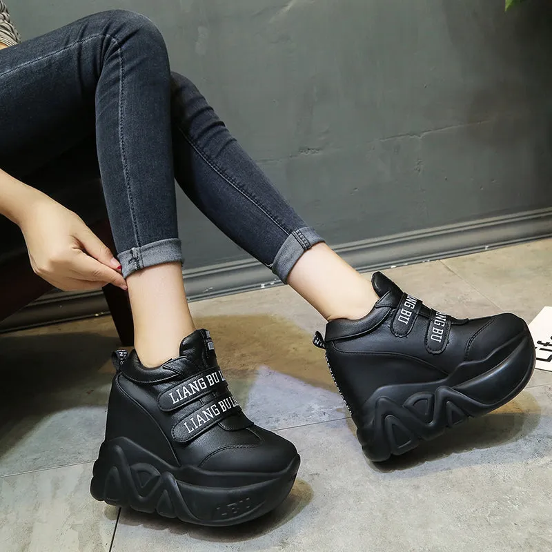 Joskaa 2024 NEW Woman Casual Shoes 12 Cm Super Hihg Wedge Outdoor Female Hook Loop Comfortable Platform Sneakers W005