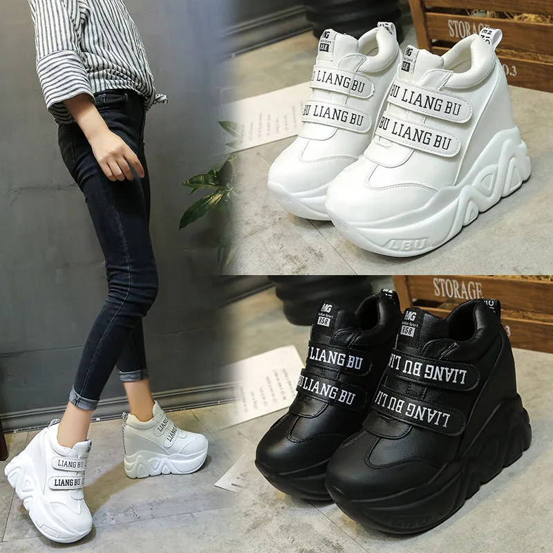 Joskaa 2024 NEW Woman Casual Shoes 12 Cm Super Hihg Wedge Outdoor Female Hook Loop Comfortable Platform Sneakers W005