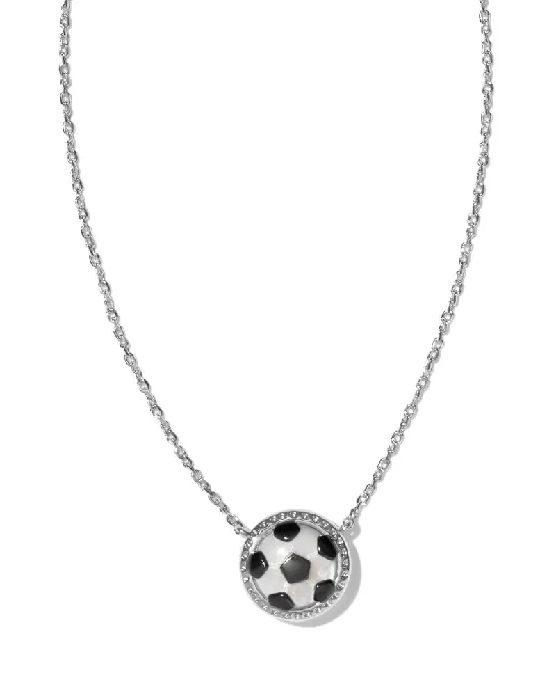 Kendra Scott Soccer Silver Short Pendant Necklace in Ivory Mother of Pearl