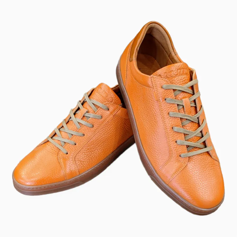 Lacuzzo Luxury Italian Leather Trainers 2964 Orange