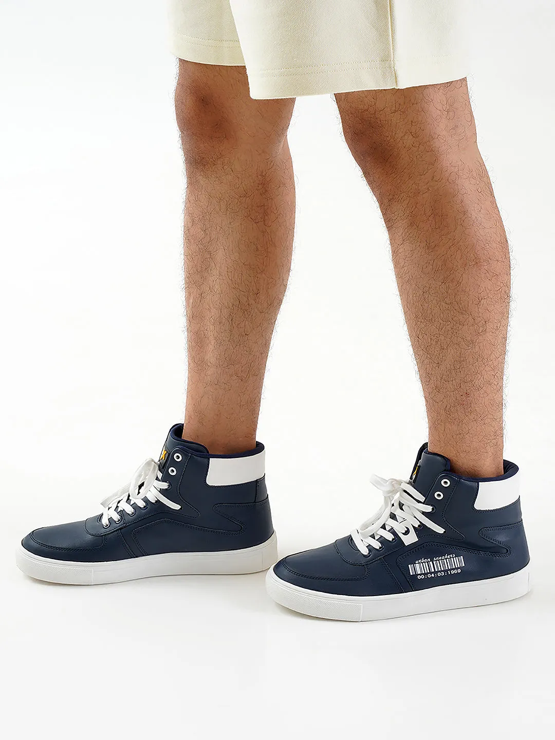 Men's Navy Ankle Top Active Graphic Sneaker (IX1063)