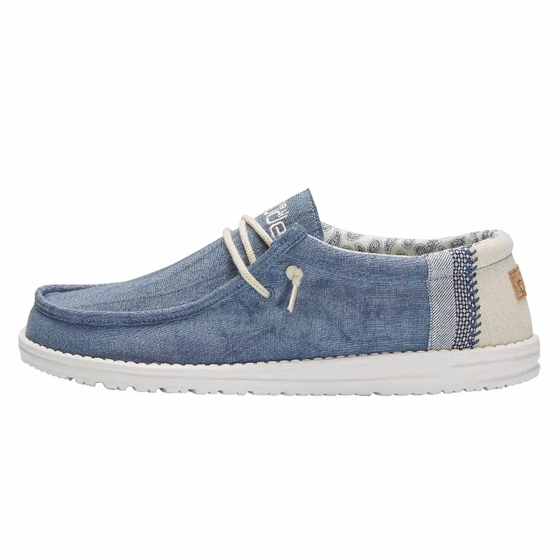 Men's Wally Linen Shoe in Natural Blue