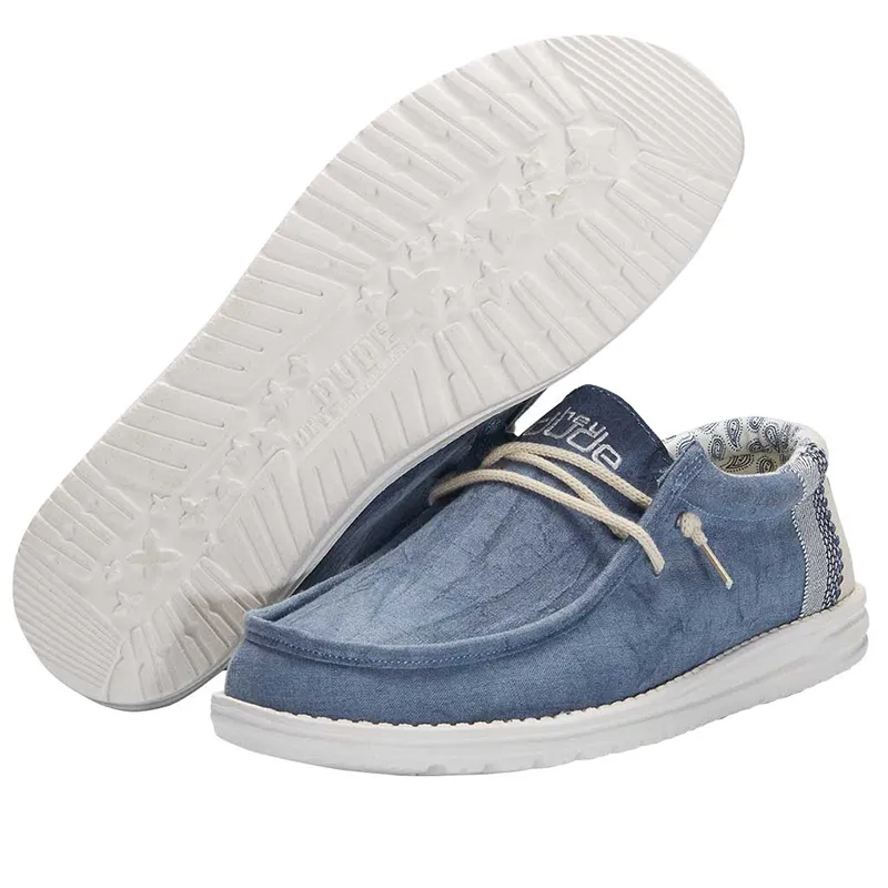 Men's Wally Linen Shoe in Natural Blue