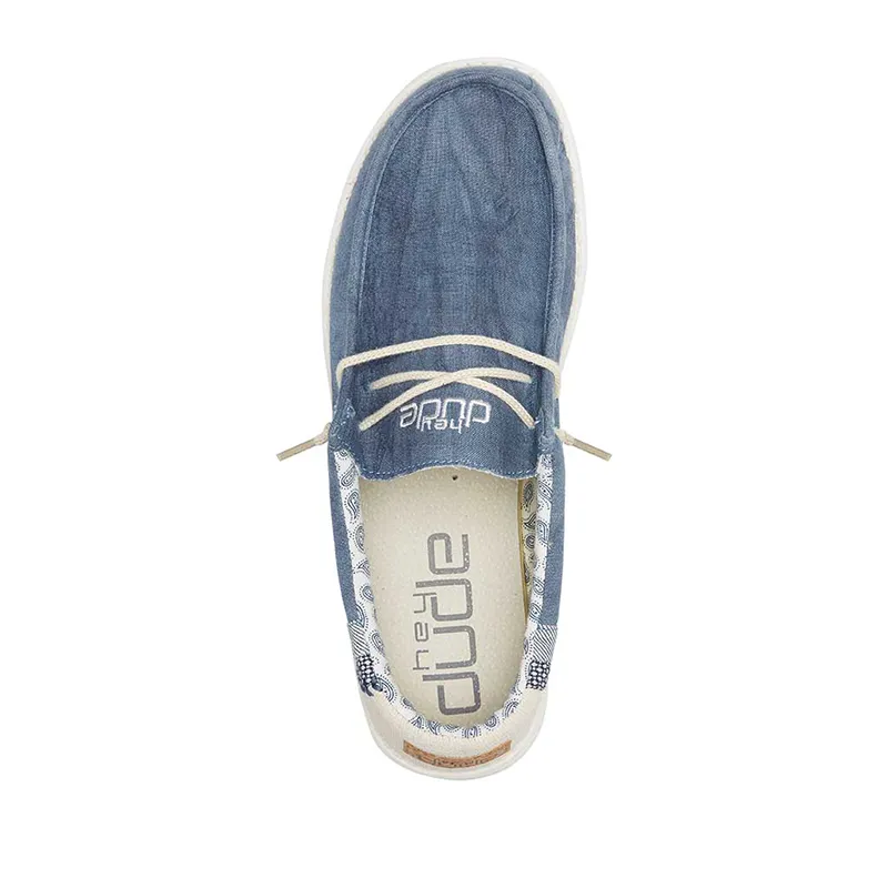 Men's Wally Linen Shoe in Natural Blue