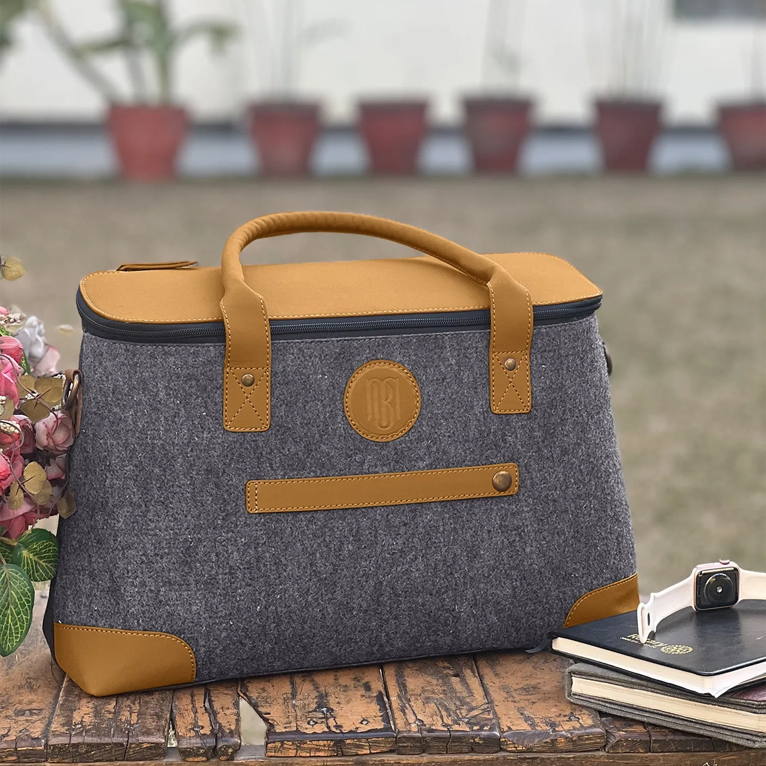 Mona B Unisex Messenger | Small Overnighter Bag for upto 14" Laptop/Mac Book/Tablet with Stylish Design: Arctic Dark Grey