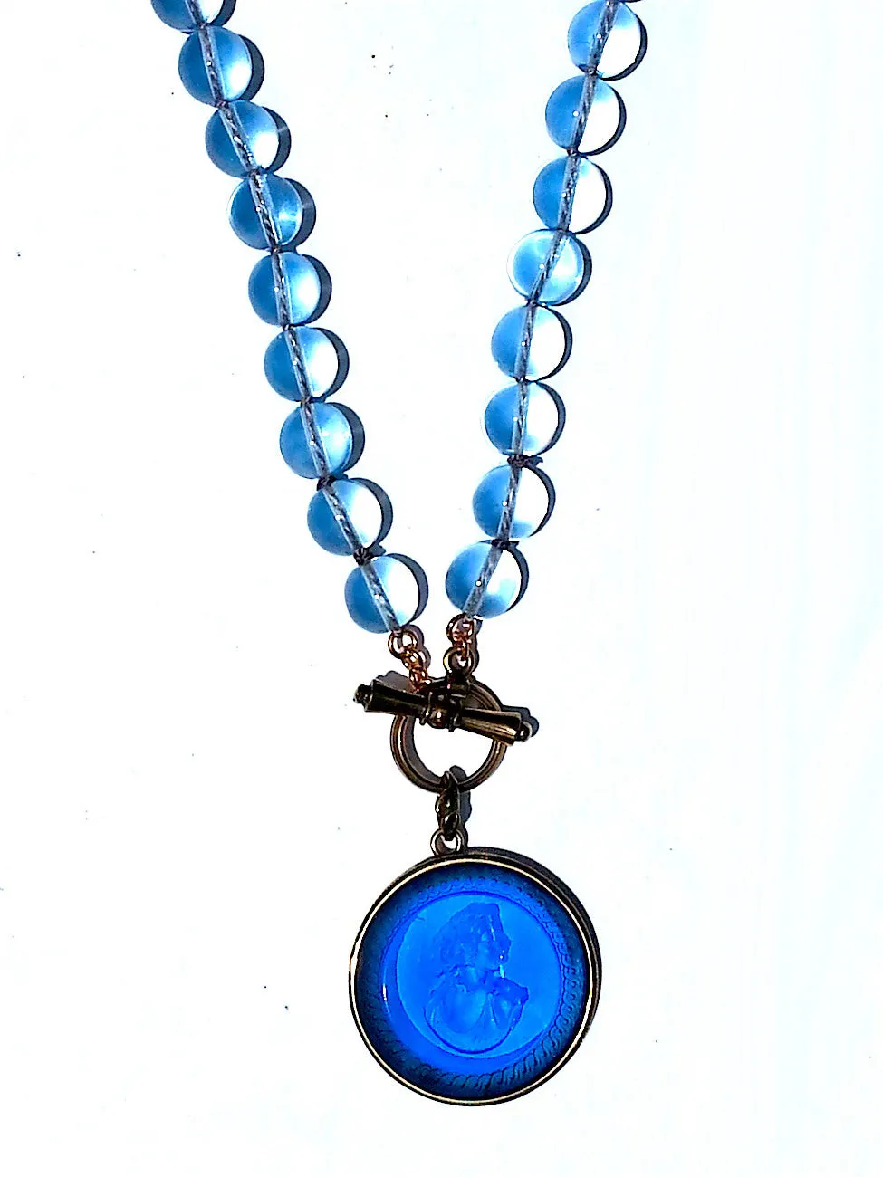 Necklace Intaglio Choker Periwinkle Cobalt