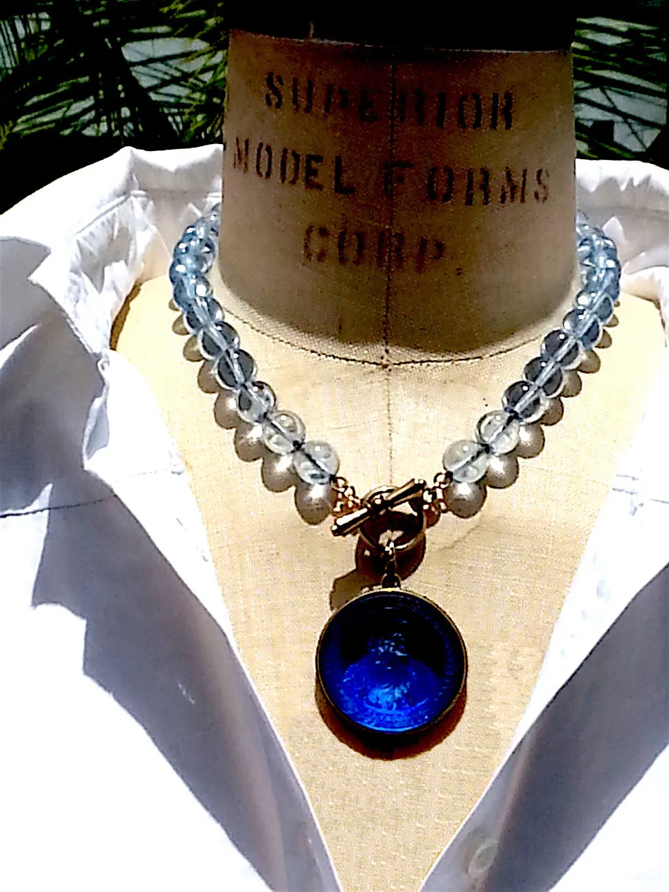 Necklace Intaglio Choker Periwinkle Cobalt