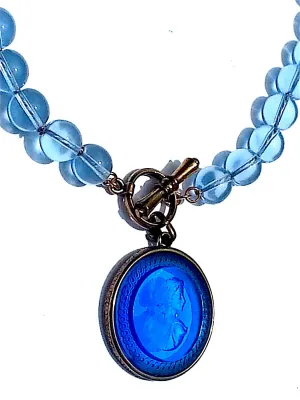 Necklace Intaglio Choker Periwinkle Cobalt