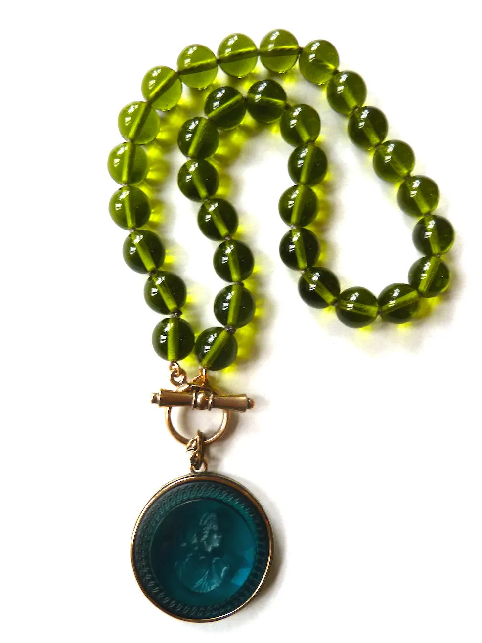 Necklace Intaglio Choker Turquoise Olive