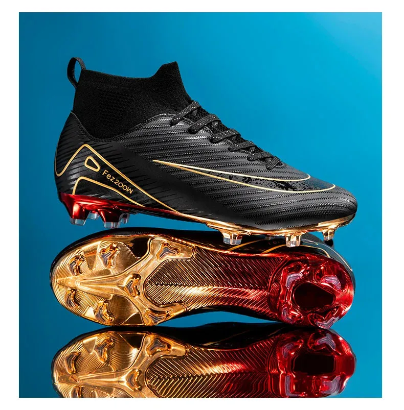 New Youth Soccer Cleats/Gold Mirror Bottom/CR7 Ronaldo Shoes TF/FG