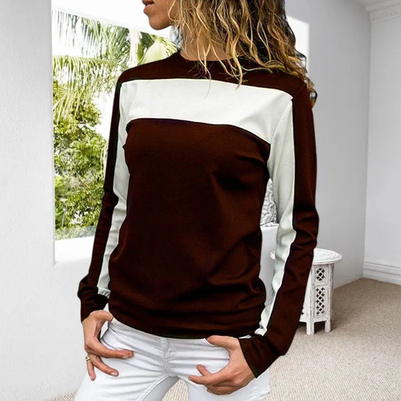 Paneled Long Sleeve Crew Neck T-Shirt