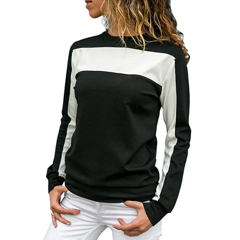 Paneled Long Sleeve Crew Neck T-Shirt