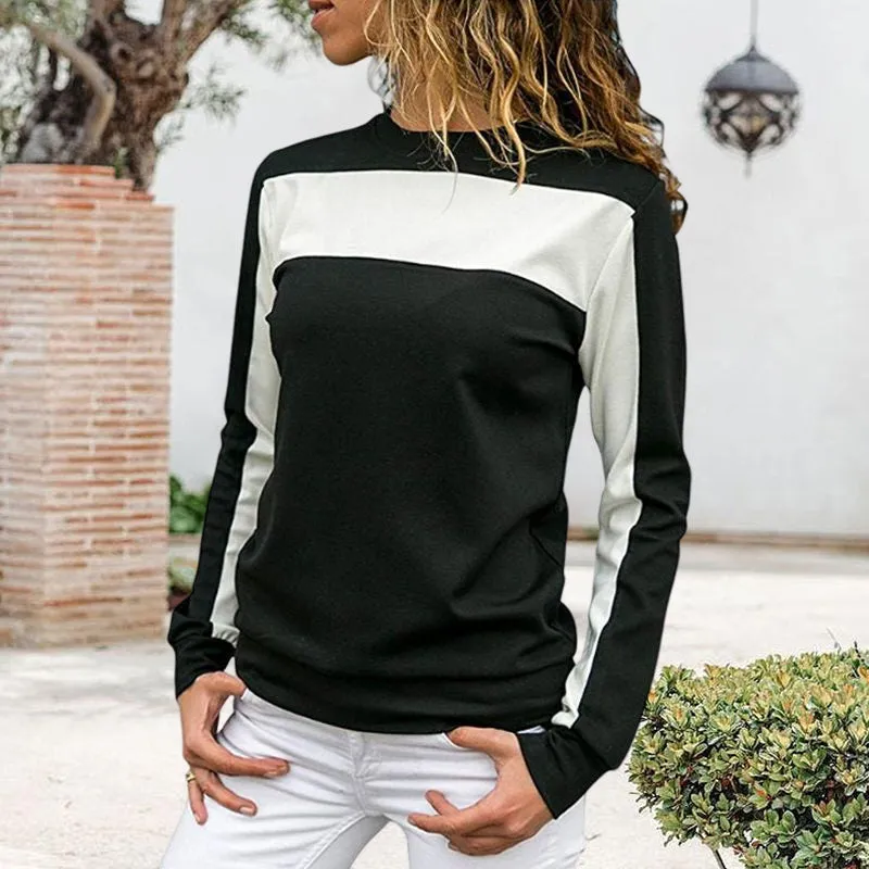 Paneled Long Sleeve Crew Neck T-Shirt