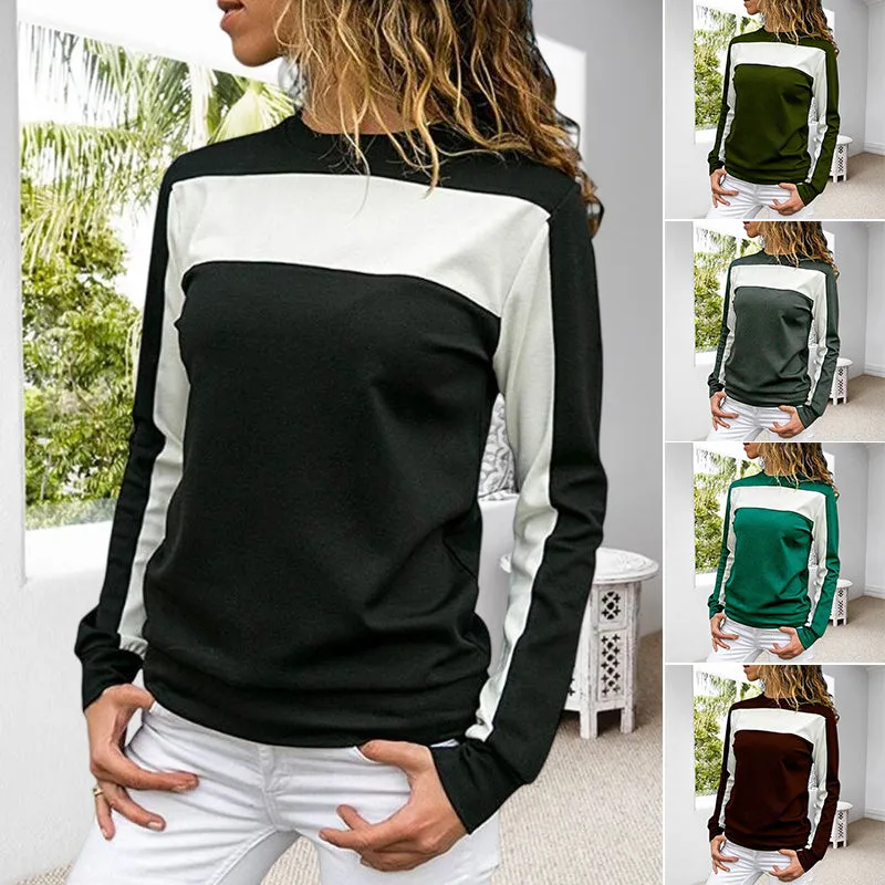 Paneled Long Sleeve Crew Neck T-Shirt