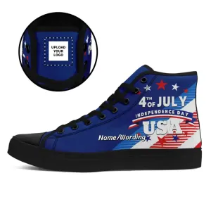 Personalized Independence Day Sneakers, Custom High-Top Shoes, Cool and Fast Gift