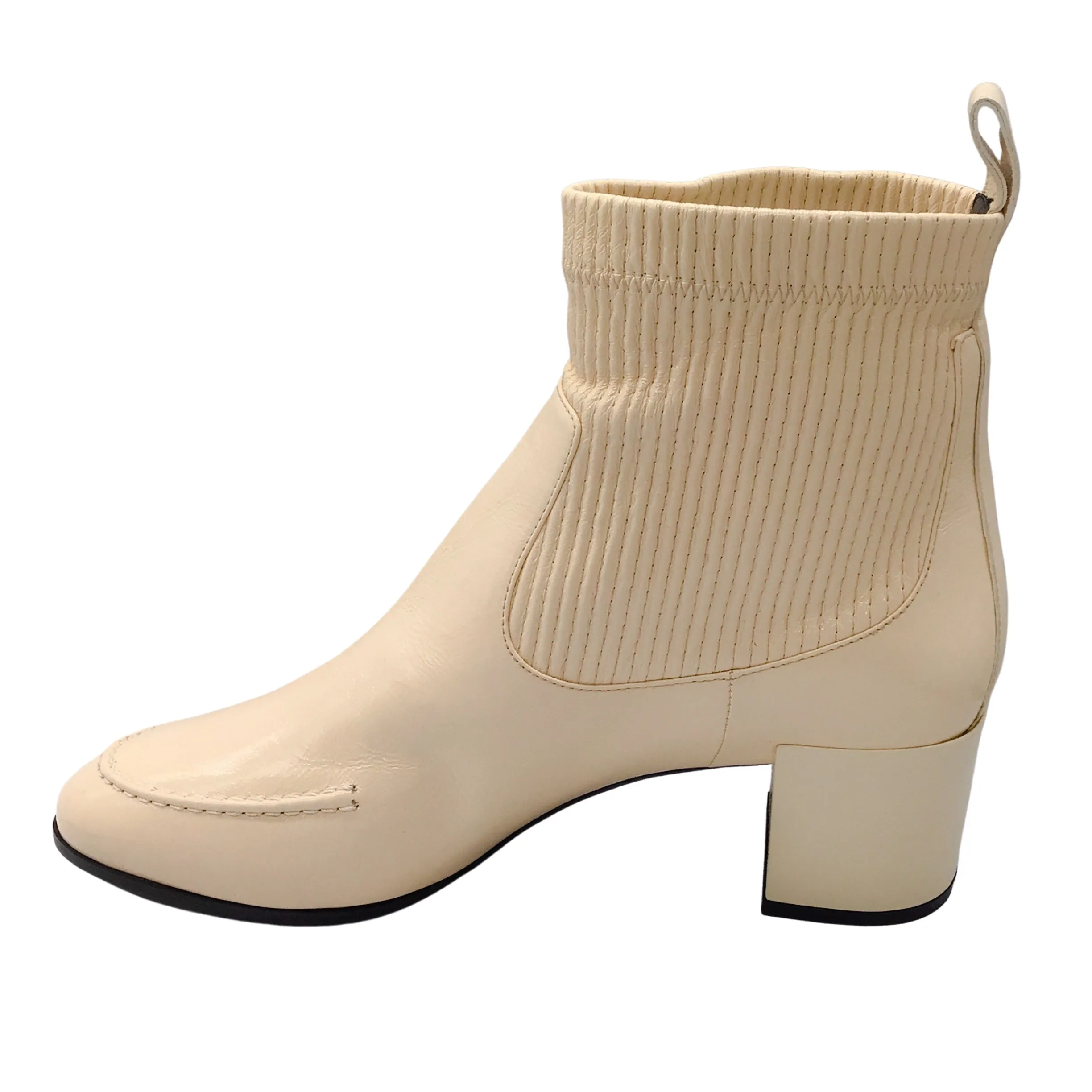 Pierre Hardy Ivory Patent Leather Ankle Boots