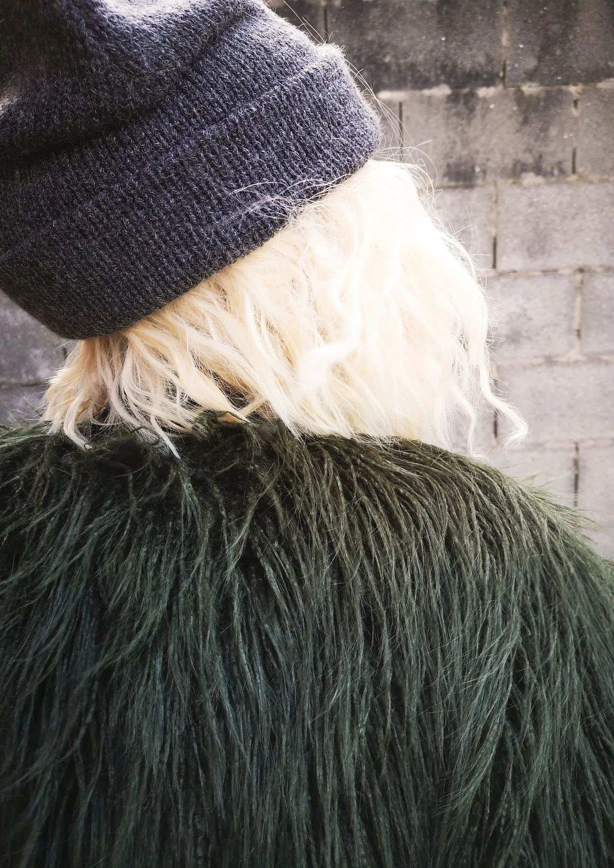 PILOT JACKET - FAUX FUR SHAGGY dark green / FUR LINING black by BERENIK