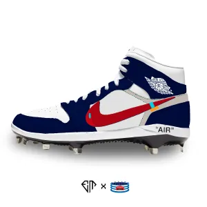 "Navy & White OW" Jordan 1 Retro Cleats