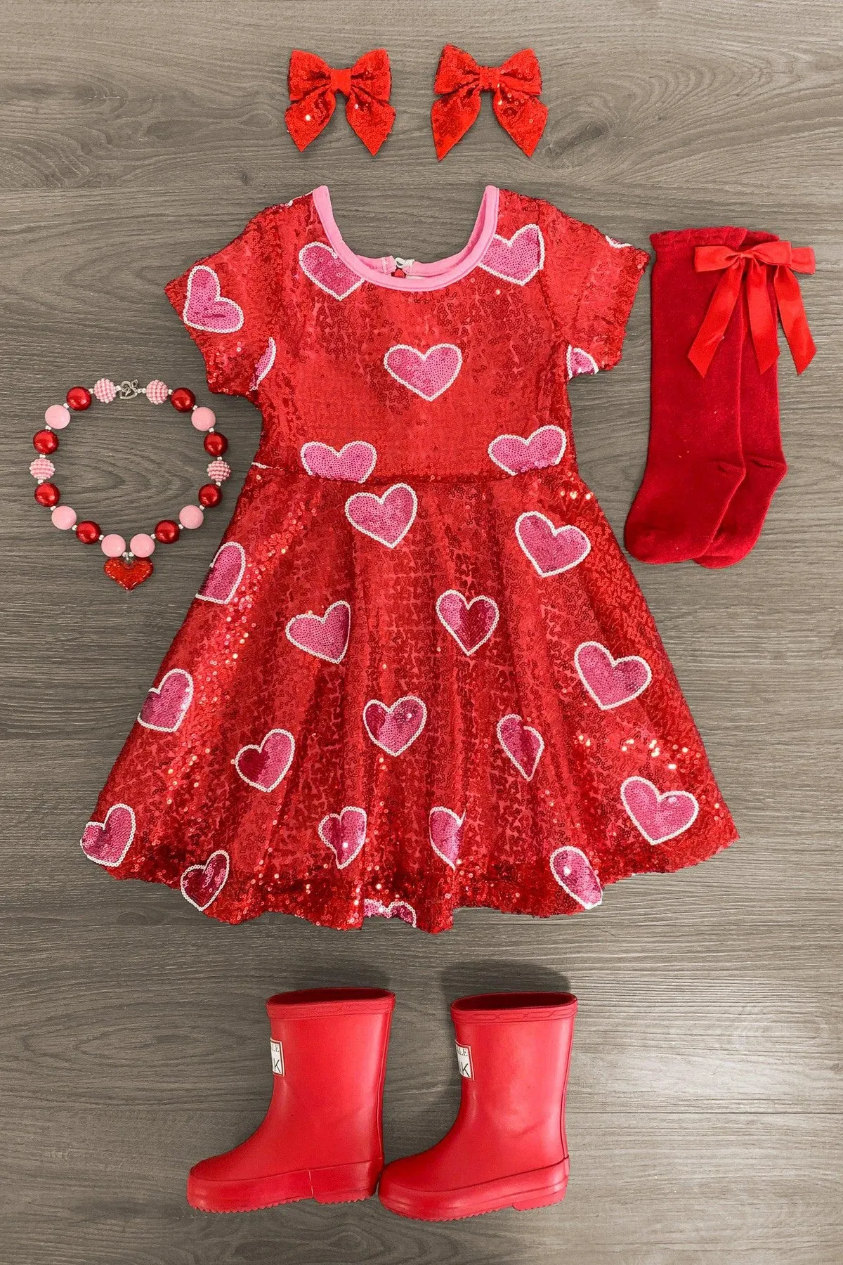 Red Sequin Hearts Dress