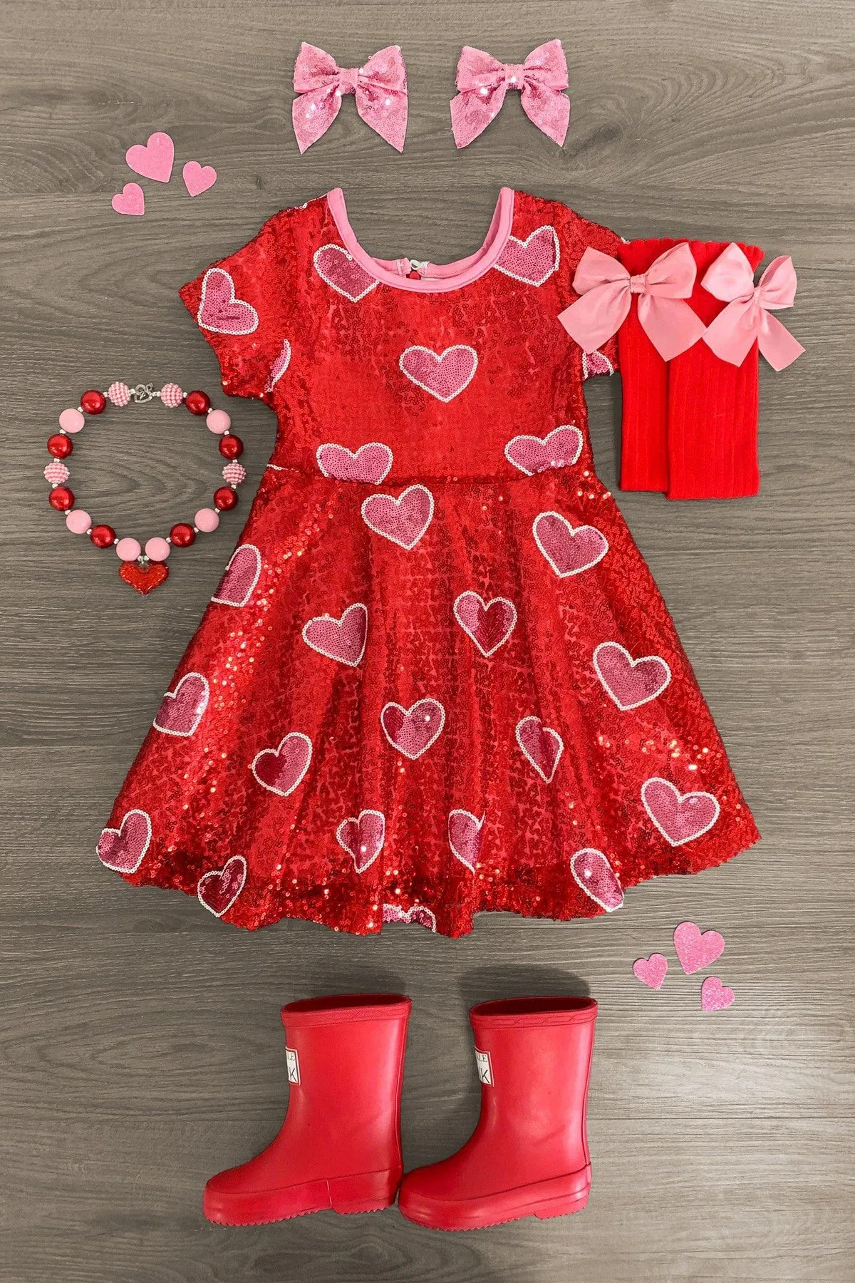 Red Sequin Hearts Dress