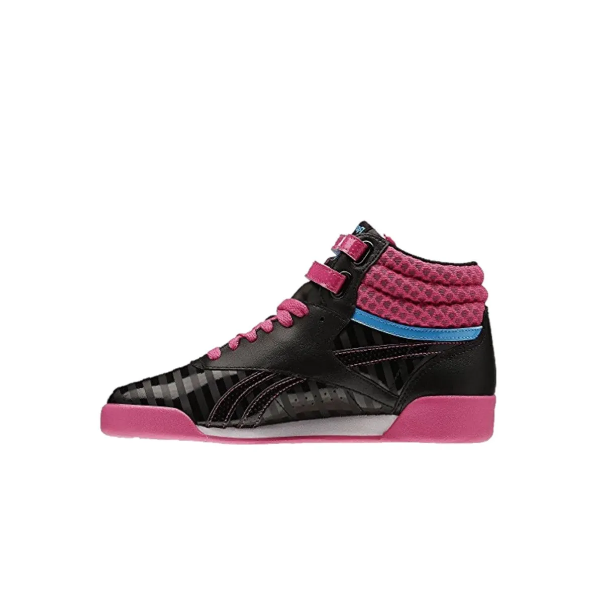 REEBOK V63072 F/S HI YTH'S (Medium) Black/Pink Leather Lifestyle Shoes