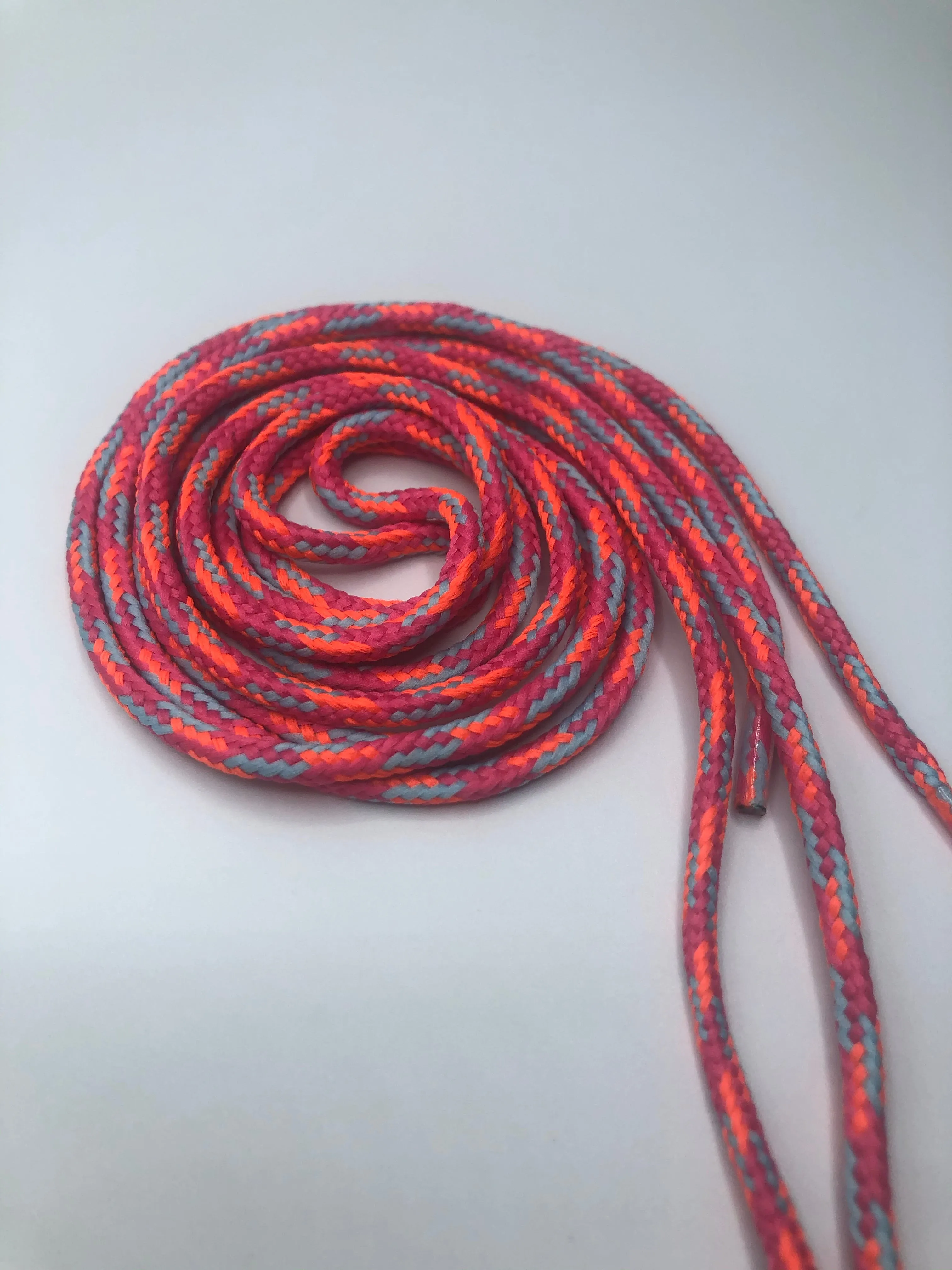 Round Multi-Color Shoelaces - Neon Orange, Denim and Pink