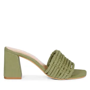 Saint Bethany Olive Leather Block Heels