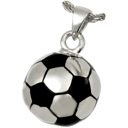 Silver Soccer Ball Keepsake Pendant Urn for Cremains