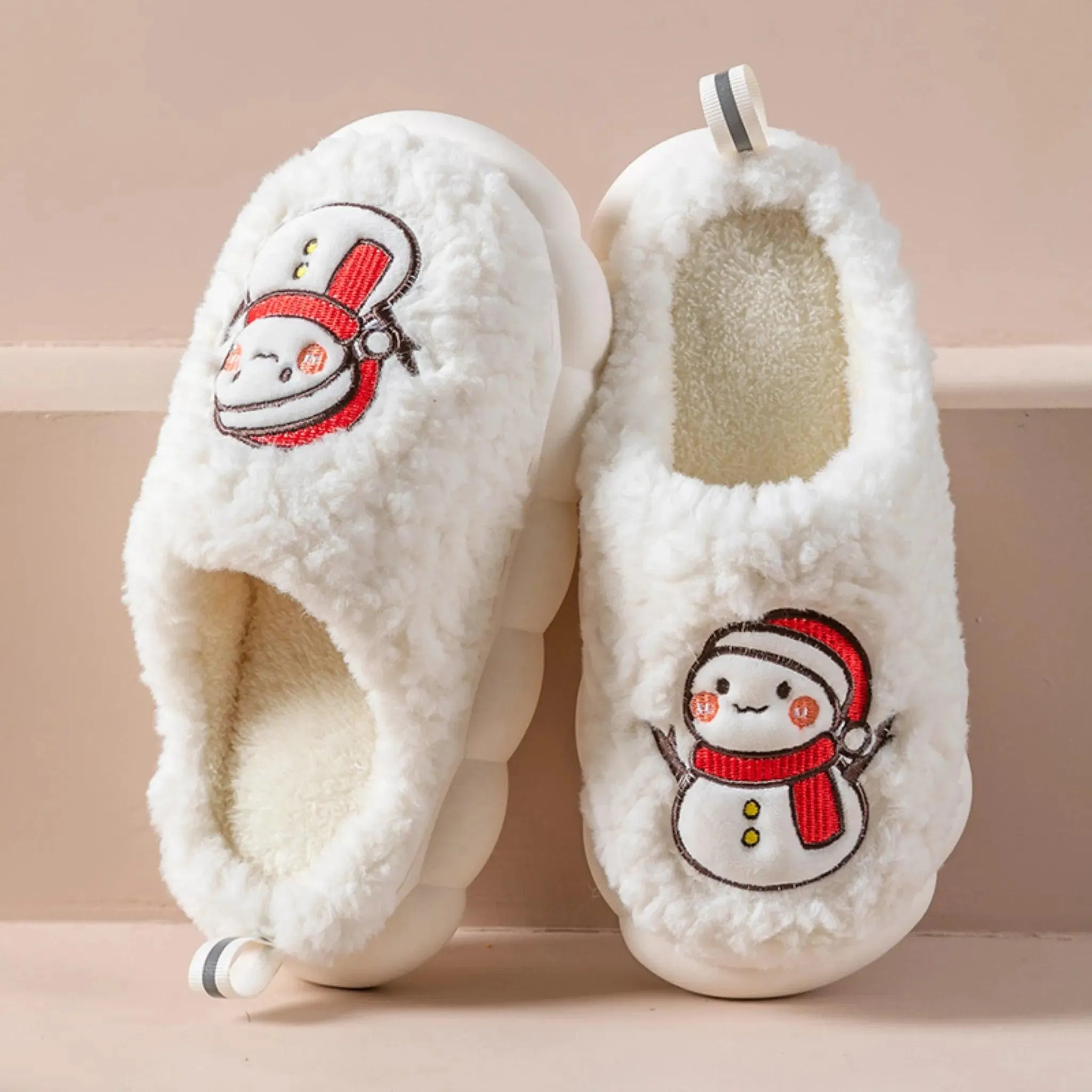 Snowman Plush Slippers – Warm, Anti-slip Thick-Soled Home Shoes