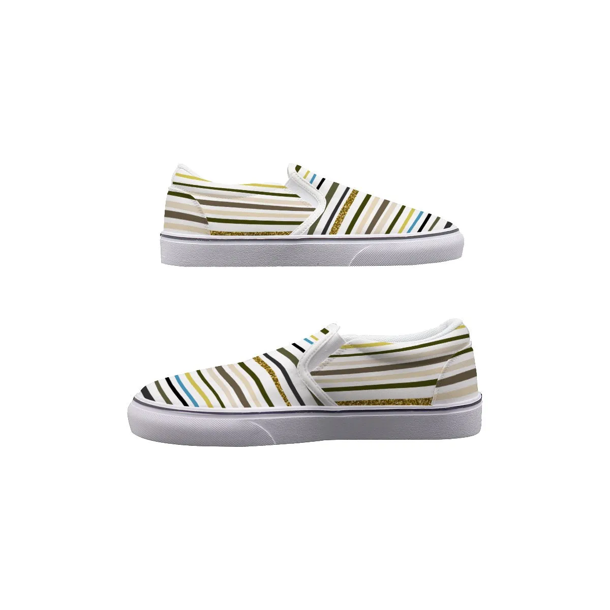 So#12 Men's Slip On Sneakers, multi, striped print