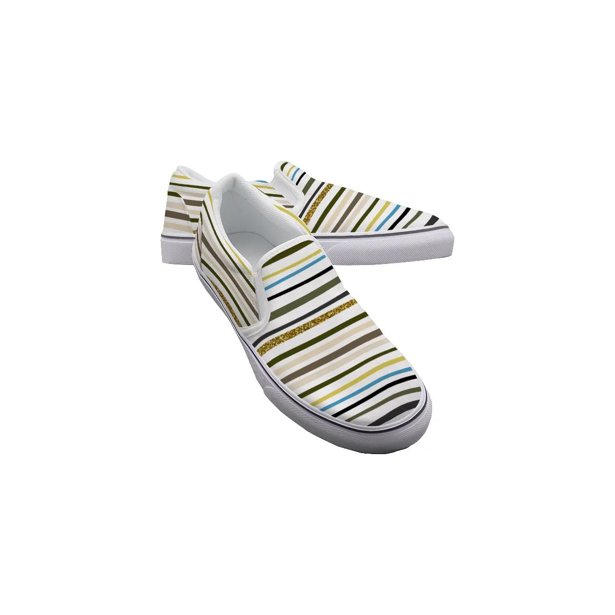 So#12 Men's Slip On Sneakers, multi, striped print