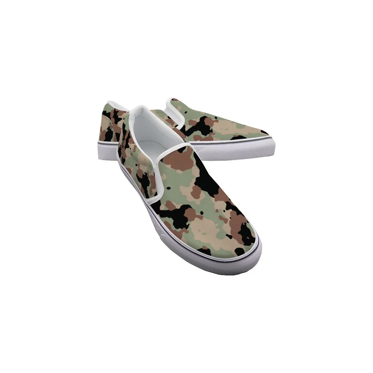 So#7 Men's Slip On Sneakers, green camouflage