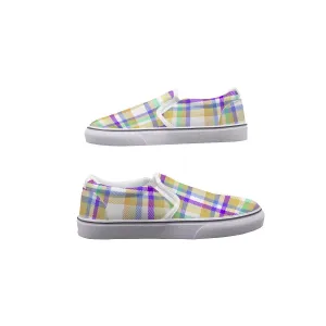 So#9 Men's Slip On Sneakers, multicolored plaid