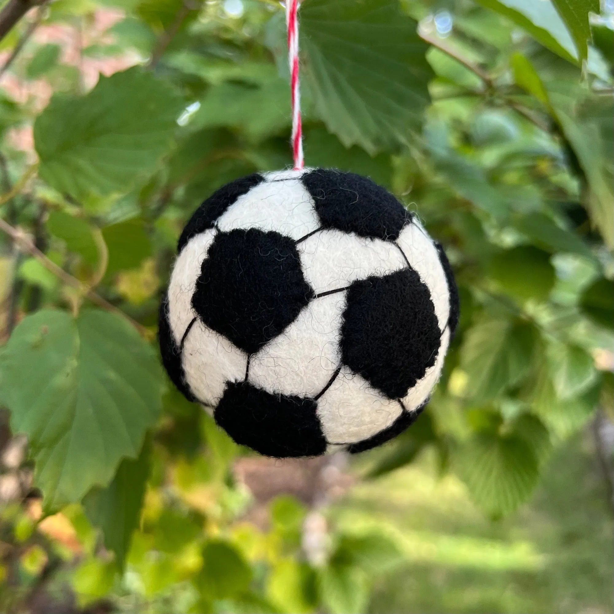 Soccer Ball Ornament, Tufted Wool