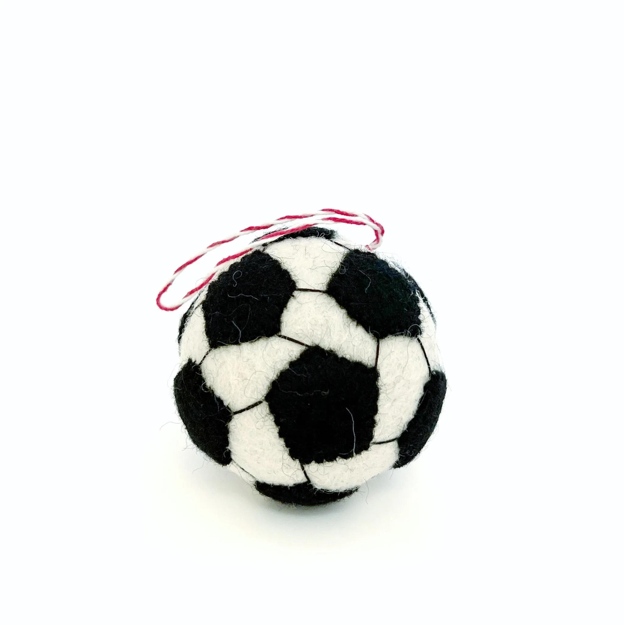 Soccer Ball Ornament, Tufted Wool