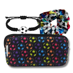 Soccer Cosmetic Bag & Scrunchie Gift Bundle